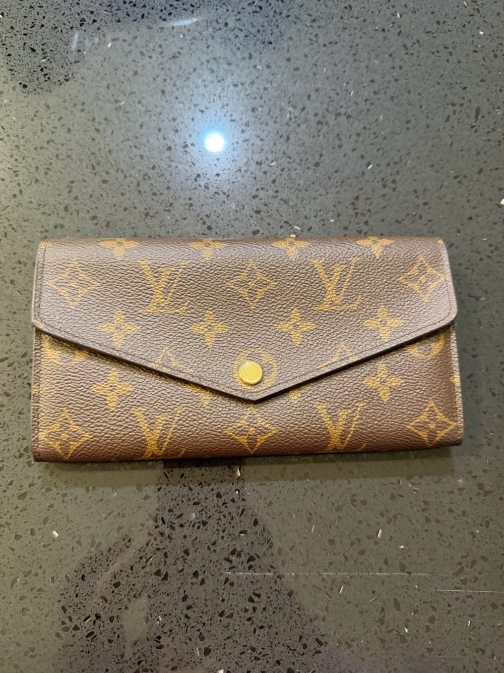 Louis Vuitton Monogram Canvas Envelope Wallet in Brown and Gold